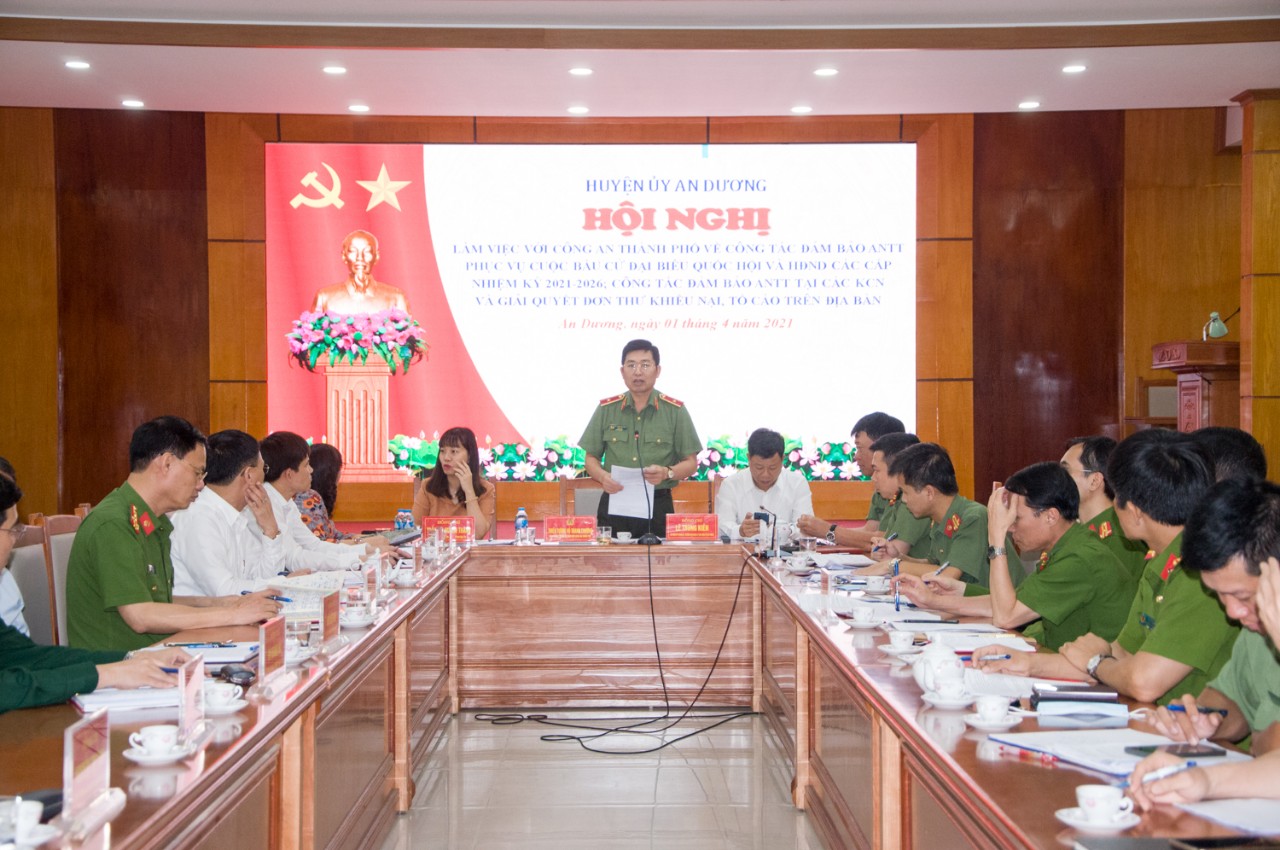 Công an thành phố làm việc với huyện An Dương về công tác đảm bảo ANTT trên địa bàn